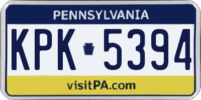 PA license plate KPK5394