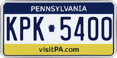 PA license plate KPK5400