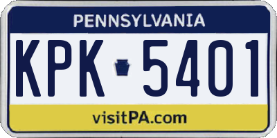 PA license plate KPK5401