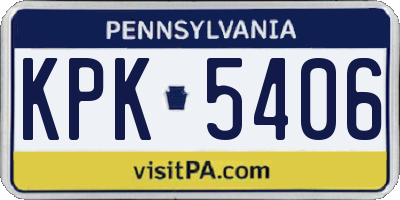 PA license plate KPK5406