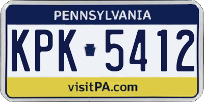 PA license plate KPK5412