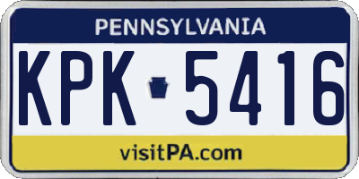 PA license plate KPK5416