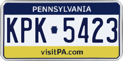 PA license plate KPK5423