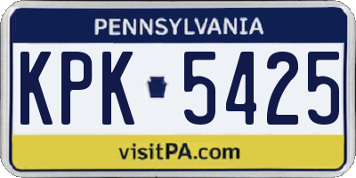 PA license plate KPK5425