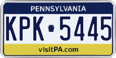PA license plate KPK5445