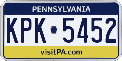 PA license plate KPK5452
