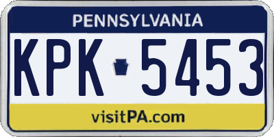 PA license plate KPK5453