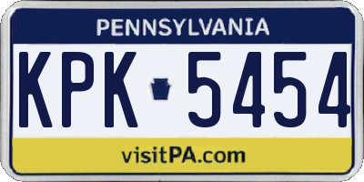 PA license plate KPK5454