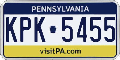 PA license plate KPK5455