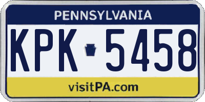 PA license plate KPK5458