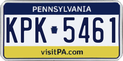 PA license plate KPK5461
