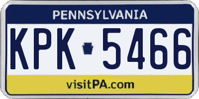 PA license plate KPK5466