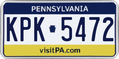 PA license plate KPK5472