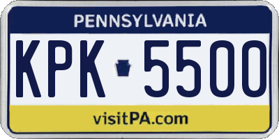 PA license plate KPK5500