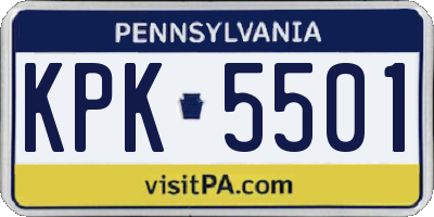 PA license plate KPK5501