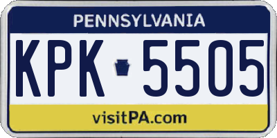 PA license plate KPK5505