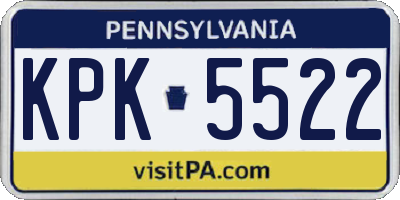 PA license plate KPK5522
