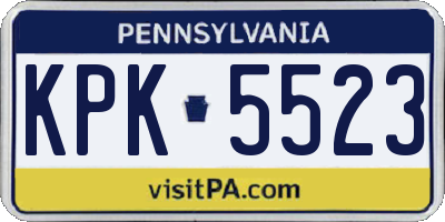 PA license plate KPK5523