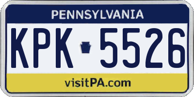 PA license plate KPK5526