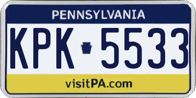 PA license plate KPK5533