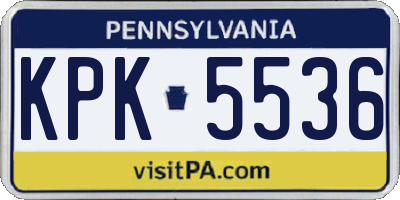 PA license plate KPK5536