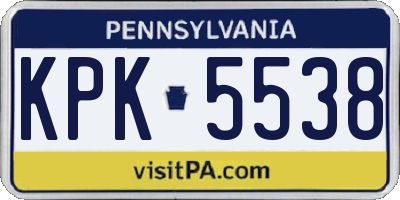 PA license plate KPK5538