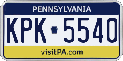PA license plate KPK5540