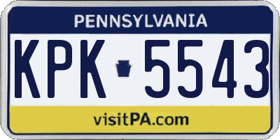 PA license plate KPK5543