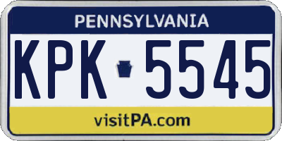 PA license plate KPK5545