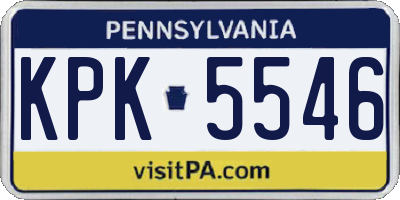 PA license plate KPK5546