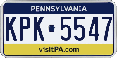 PA license plate KPK5547