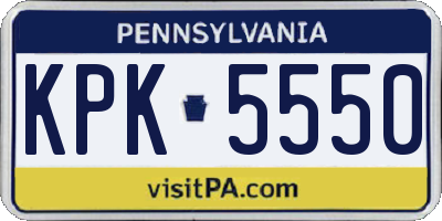PA license plate KPK5550