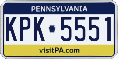 PA license plate KPK5551
