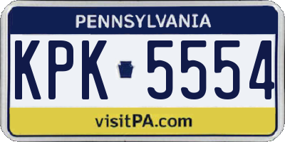 PA license plate KPK5554
