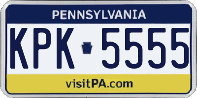 PA license plate KPK5555