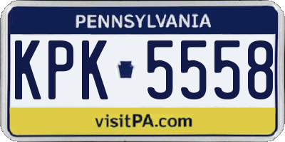 PA license plate KPK5558