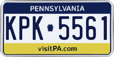 PA license plate KPK5561