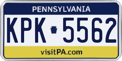 PA license plate KPK5562