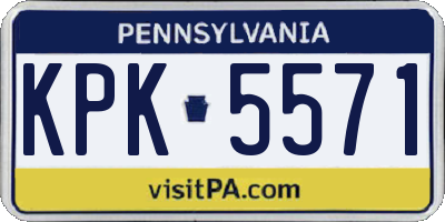PA license plate KPK5571