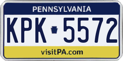 PA license plate KPK5572