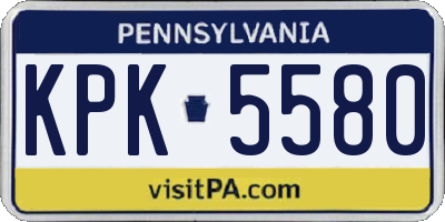 PA license plate KPK5580