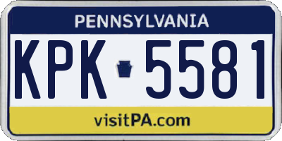 PA license plate KPK5581