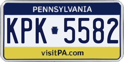 PA license plate KPK5582