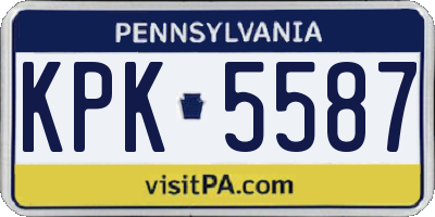 PA license plate KPK5587