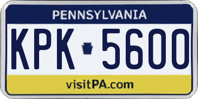 PA license plate KPK5600