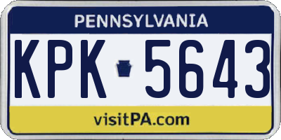 PA license plate KPK5643