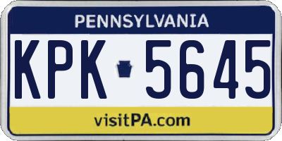 PA license plate KPK5645