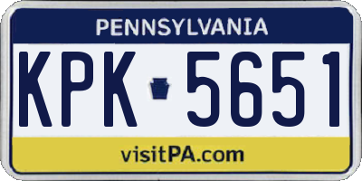 PA license plate KPK5651