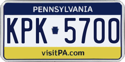 PA license plate KPK5700