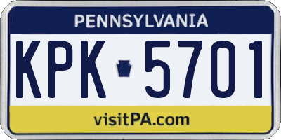 PA license plate KPK5701